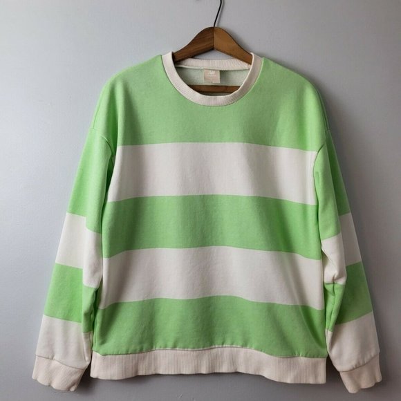 EUC New Balance x Bandier Mens Crewneck Striped Green Pullover Sweatshirt Size S - Picture 2 of 10